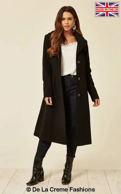 Wool Blend Hooded Mid Length Coat 1704 Jackets & Coats LoveAdora