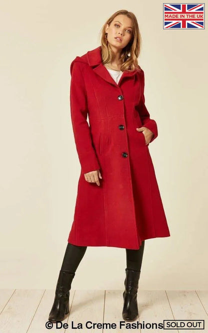 Wool Blend Hooded Mid Length Coat 1704 Jackets & Coats LoveAdora