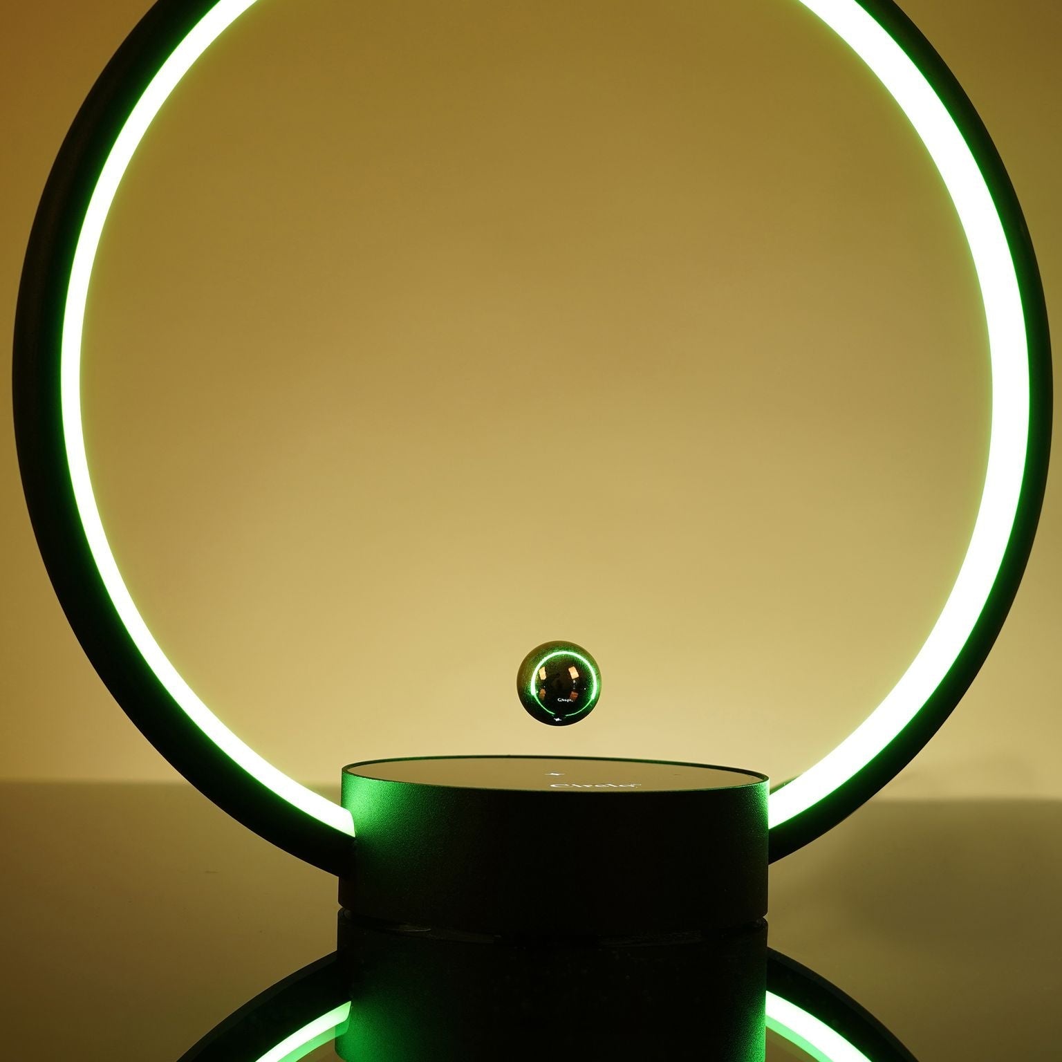 Modern Circle Table Lamp with Dimmable Touch Control, Black, Wood & Lighting LoveAdora