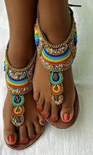 Load image into Gallery viewer, African Maasai Sandals, Beaded Summer Flipflops