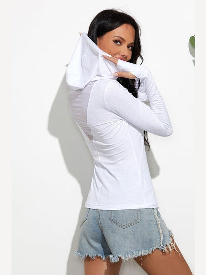 Solid Mesh Drawstrings Hoodie Activewear LoveAdora