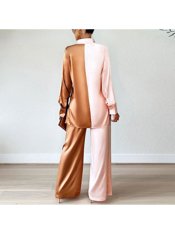 Women Two Piece Colorblock Loose Suits