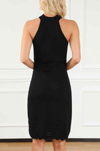 Load image into Gallery viewer, Openwork Mock Neck Sleeveless Dress