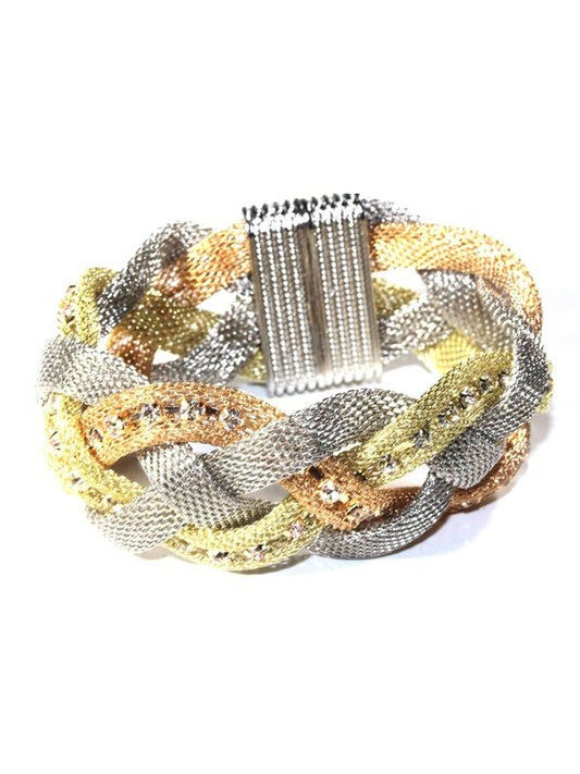 Three Tone Sparkle Braid Bracelet Bracelets LoveAdora