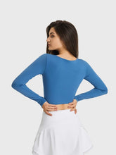 Load image into Gallery viewer, Cutout Long Sleeve Cropped Sports Top Activewear LoveAdora