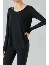 Load image into Gallery viewer, Neck Detail Slit Sports Top Activewear LoveAdora
