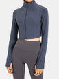 Zip Front Cropped Sports Jacket Activewear LoveAdora