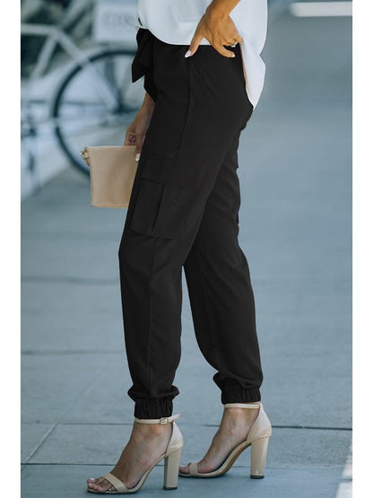 Tied High Waist Cargo Joggers Pants LoveAdora