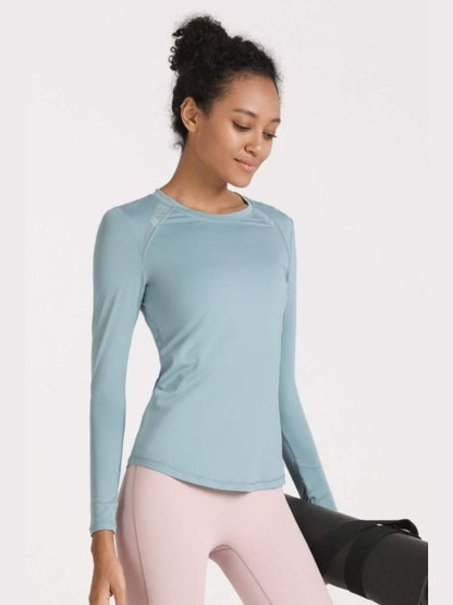 Quick-Dye Curved Hem Sports Top Activewear LoveAdora