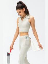 Load image into Gallery viewer, Cropped Collared Yoga Tank Activewear LoveAdora