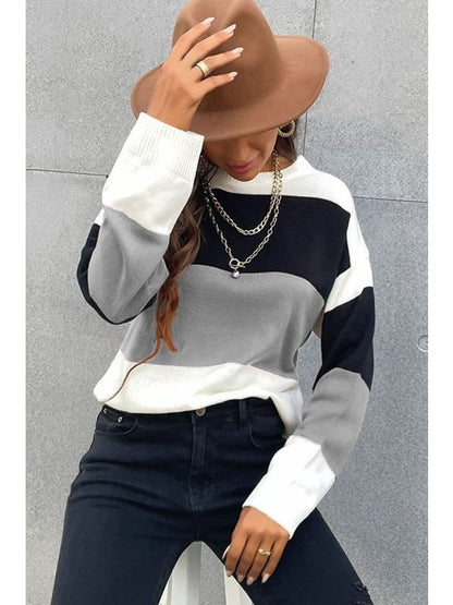 Longing For Fall Color Block Sweater Sweaters, Pullovers, Jumpers, Turtlenecks, Boleros, Shrugs LoveAdora