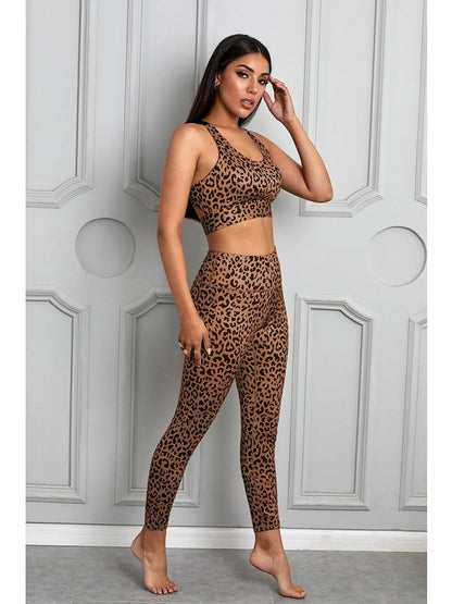 Printed Sports Bra and Leggings Set Activewear LoveAdora