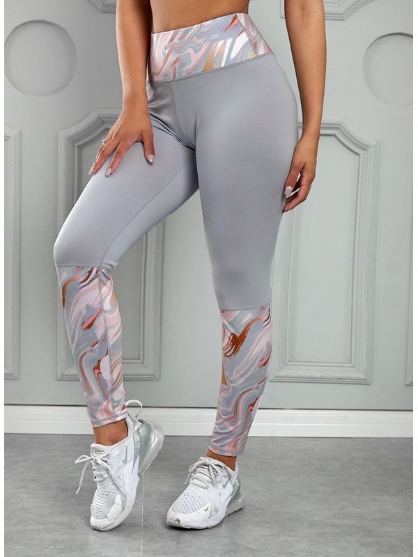 Printed Wide Waistband Active Leggings Activewear LoveAdora