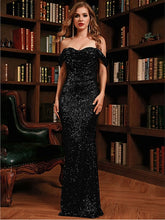Load image into Gallery viewer, Sequin Off-Shoulder Fishtail Dress Evening Gown LoveAdora