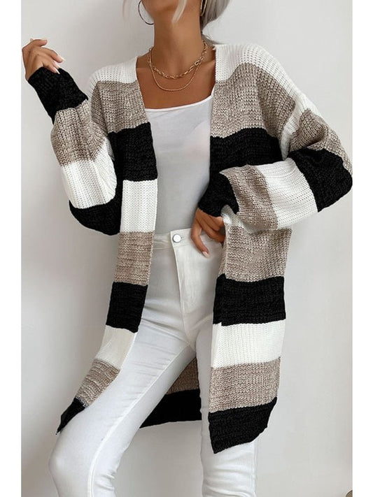 Striped Long Sleeve Duster Cardigan Sweaters, Pullovers, Jumpers, Turtlenecks, Boleros, Shrugs LoveAdora
