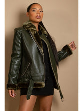 Load image into Gallery viewer, Faux Fur Collar Aviator Jacket Jackets &amp; Coats LoveAdora