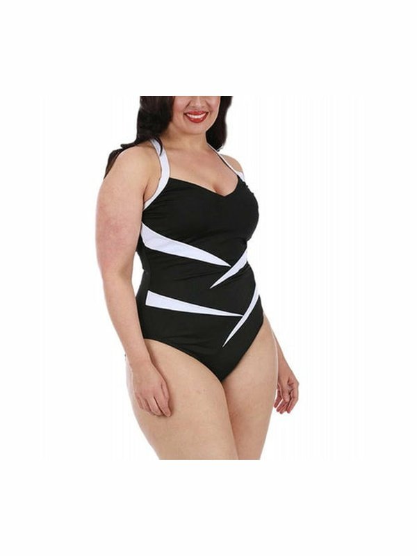 InstantFigure Curvy Two-Tone One-Piece Swimsuit 13306PC Women's Clothing LoveAdora