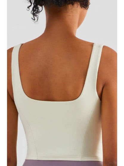 Square Neck Cropped Sports Tank Activewear LoveAdora