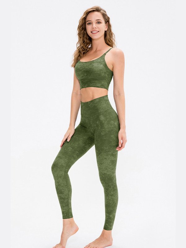 Printed High Waist Yoga Leggings Activewear LoveAdora