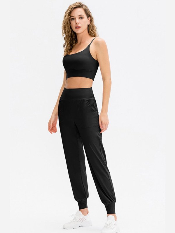 High Waist Joggers with Pockets Activewear LoveAdora