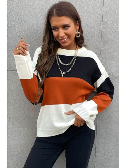 Longing For Fall Color Block Sweater Sweaters, Pullovers, Jumpers, Turtlenecks, Boleros, Shrugs LoveAdora