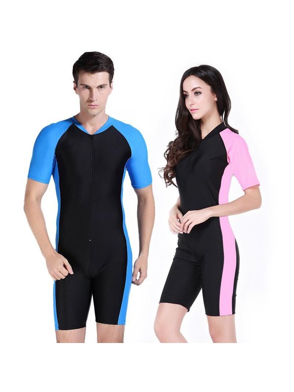 New Leather Diving Suits Jump Suit Short Sleeve One Piece Swimsuit