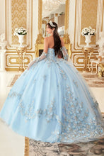 Load image into Gallery viewer, Layered Floral Applique Tulle Sweetheart Long Quinceanera Dress CD15714-2