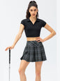 Plaid Pleated Athletic Skort with Pockets Activewear LoveAdora