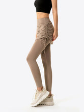 Load image into Gallery viewer, Drawstring Ruched Faux Layered Yoga Leggings Activewear LoveAdora