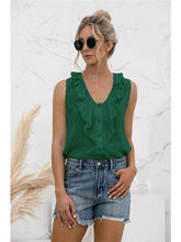 Load image into Gallery viewer, Sleeveless Ruffle Trim Blouse Tops LoveAdora