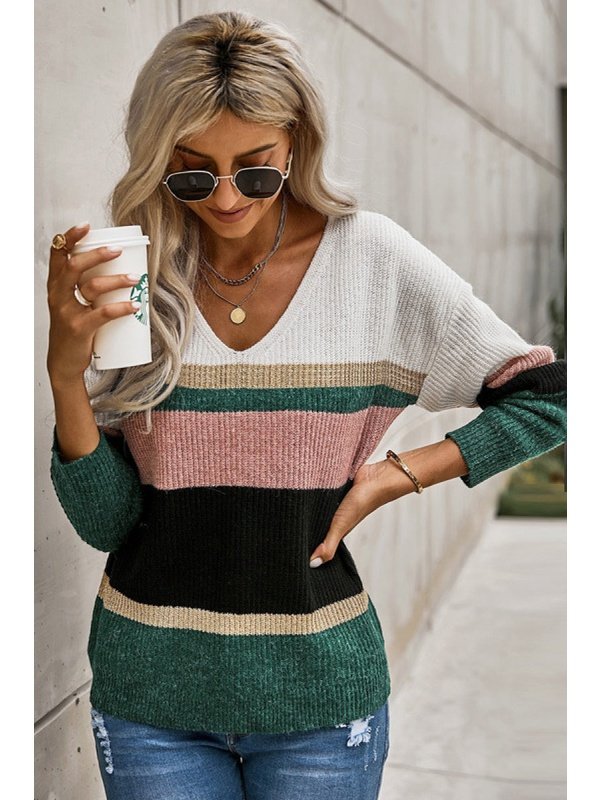 Colorblock Drop Shoulder Sweater Sweaters & Hoodies LoveAdora