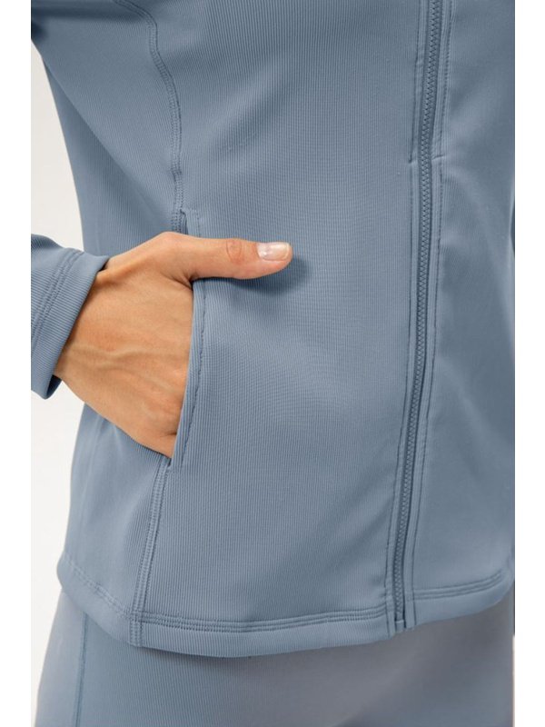 Zip Up Fleece Lined Sports Jacket with Pockets Activewear LoveAdora