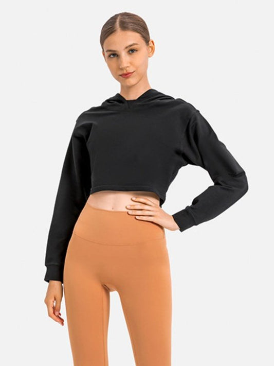 Long Sleeve Cropped Sports Hoodie Activewear LoveAdora