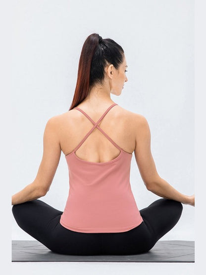 Crisscross Back Spaghetti Strap Yoga Cami Activewear LoveAdora