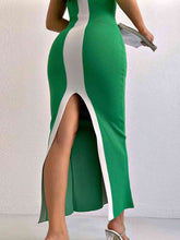 Load image into Gallery viewer, Contrast Wide Strap Slit Midi Dress