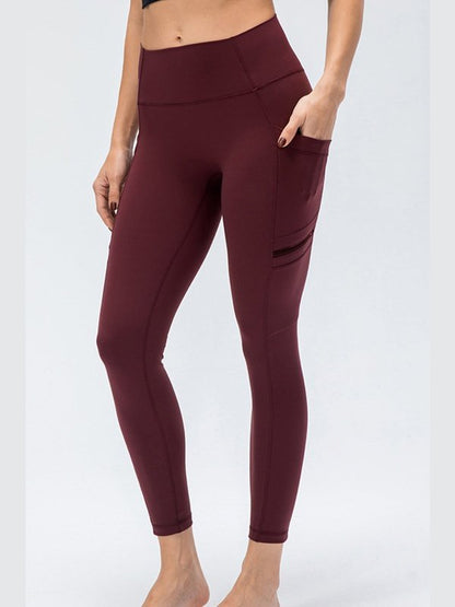 High Waist Exposed Seam Leggings with Zipper Pockets Activewear LoveAdora