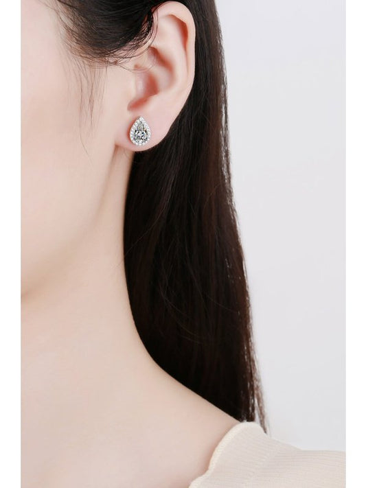 Moissanite Teardrop Stud Earrings Earrings LoveAdora