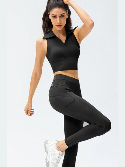 Drawstring Exposed Seam Sports Leggings Activewear LoveAdora