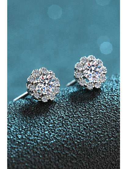 Moissanite Floral-Shaped Stud Earrings Earrings LoveAdora