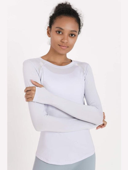 Quick-Dye Curved Hem Sports Top Activewear LoveAdora