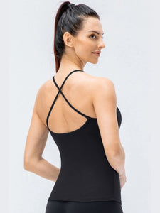 Crisscross Back Spaghetti Strap Yoga Cami Activewear LoveAdora