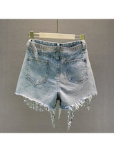 Load image into Gallery viewer, Shorts Tassel Beading High Waist Wide Leg Denim Shorts Jeans LoveAdora