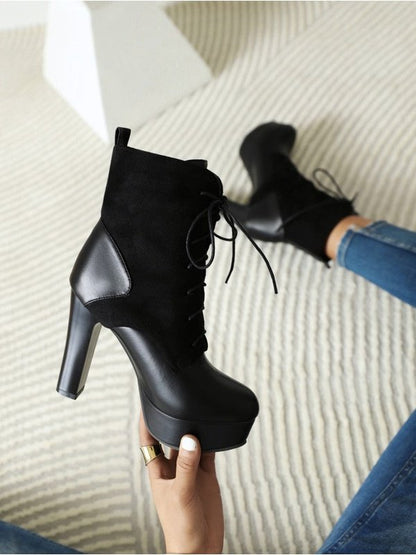 Women's short boots platform High Heel Block Heel Ankle boots Boots LoveAdora