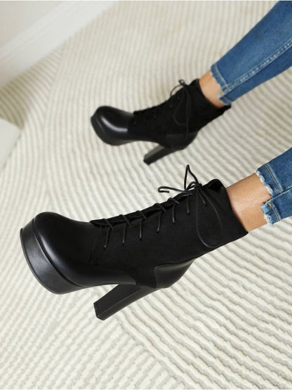 Women's short boots platform High Heel Block Heel Ankle boots Boots LoveAdora