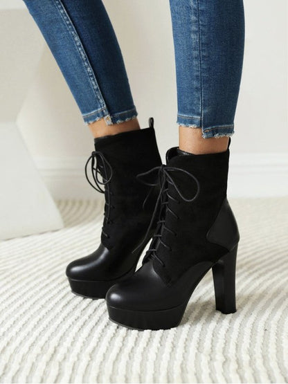 Women's short boots platform High Heel Block Heel Ankle boots Boots LoveAdora