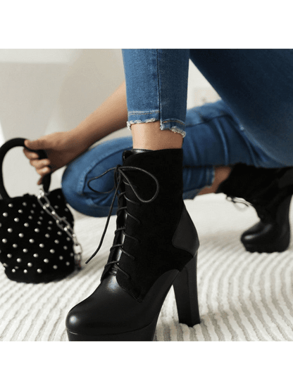 Women's short boots platform High Heel Block Heel Ankle boots Boots LoveAdora