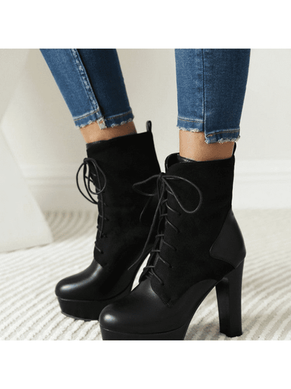 Women's short boots platform High Heel Block Heel Ankle boots Boots LoveAdora