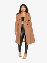 Load image into Gallery viewer, De La Creme Womens Waterfall Lapel Double Breasted Duster Coat Jackets &amp; Coats LoveAdora