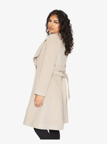 De La Creme Womens Waterfall Lapel Double Breasted Duster Coat Jackets & Coats LoveAdora