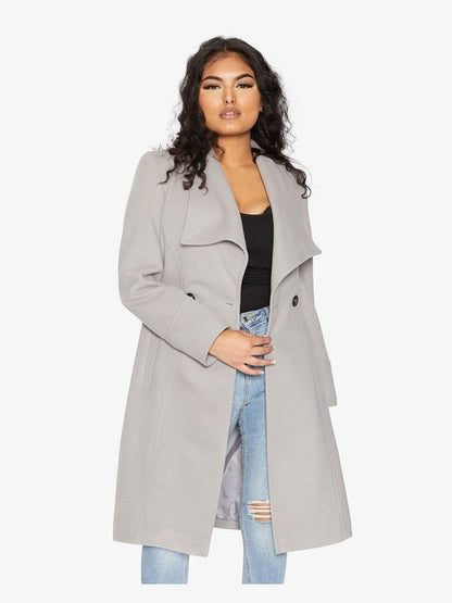 De La Creme Womens Waterfall Lapel Double Breasted Duster Coat Jackets & Coats LoveAdora